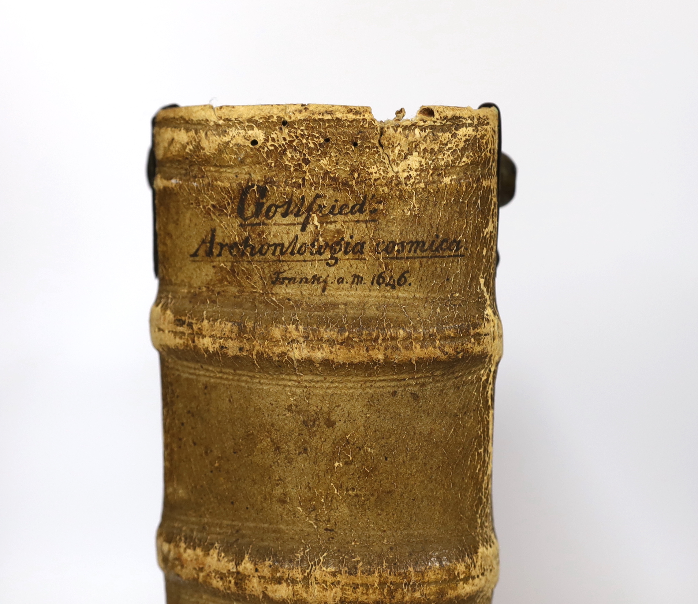 A large leather bound volume: Archonto-Logica Cosmically 1646